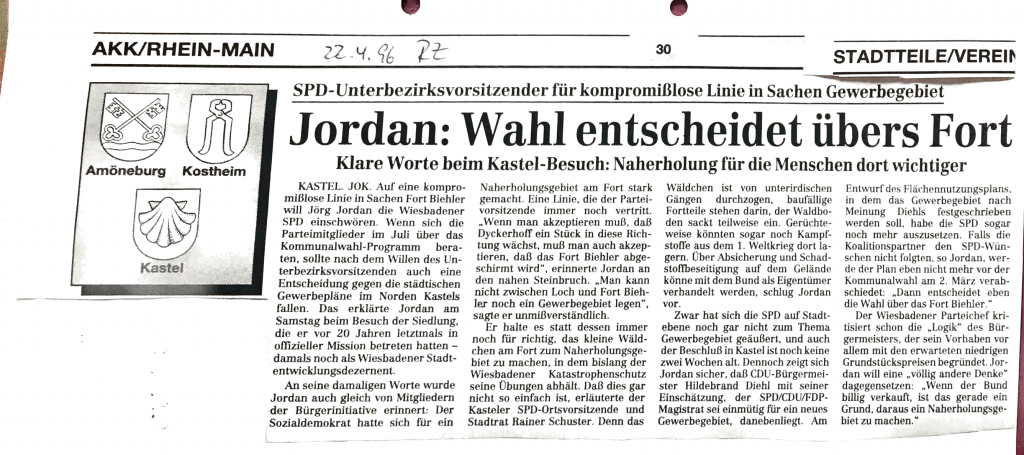 Jörg Jordan zum Fort Biehler 1996
