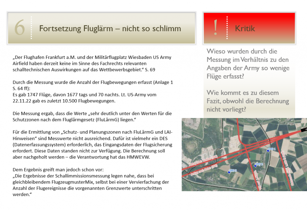 Ostfeld-Westfeld Update 40 vom 17. September 2023 - Folie 6, Fluglärm Ostfeld Lärmgutachten